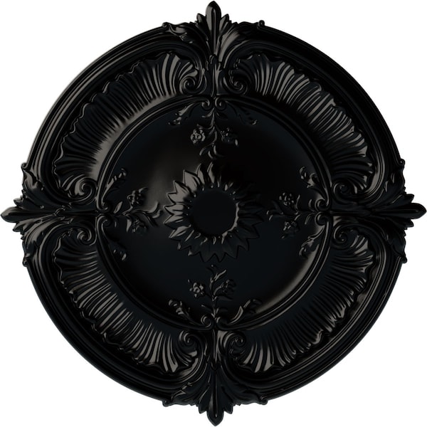 Ekena Millwork Attica Acanthus Leaf Ceiling Medallion (Fits Canopies up to 3 1/4"), 30 1/8"OD x 1 1/2"P, Jet Black CM30ATBLF - main